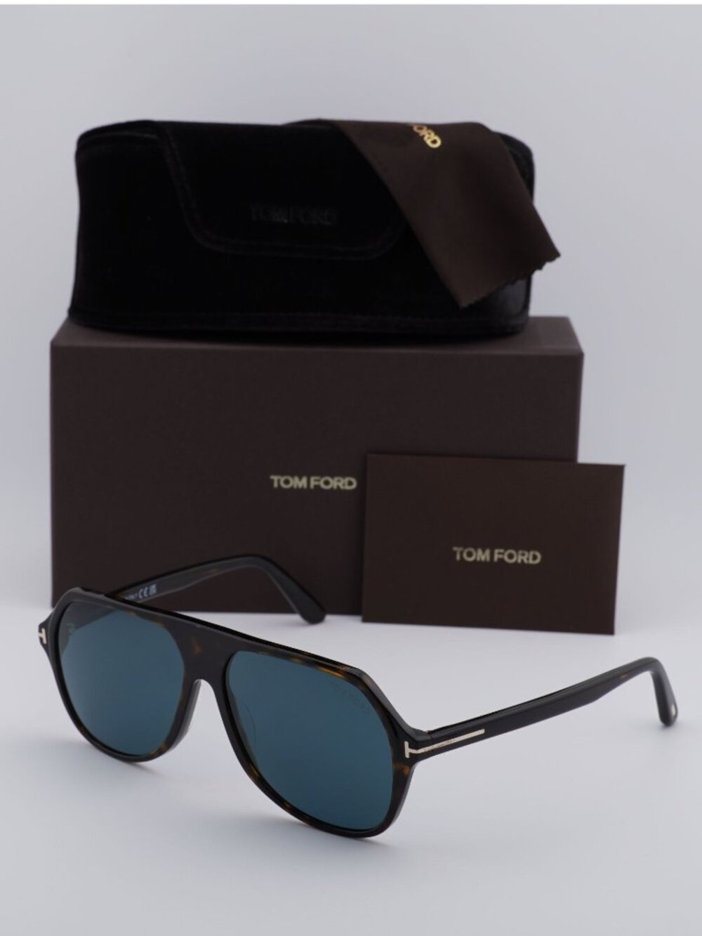 Tom Ford Hayes FT0934 52V Aviator Sunglasses - Dark Havana \ Dark Teal